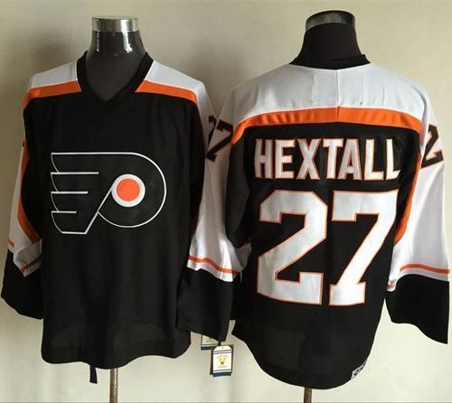 Flyers #27 Ron Hextall Black CCM Throwback Stitched NHL Jersey - Click Image to Close